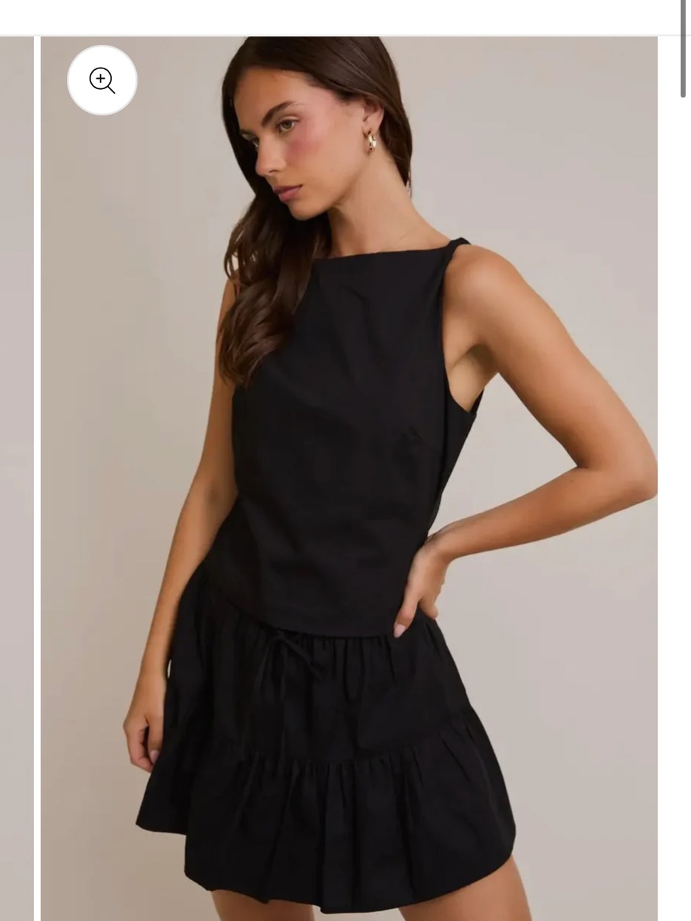 Le Lis Black Sleeveless Square-Neck Tank